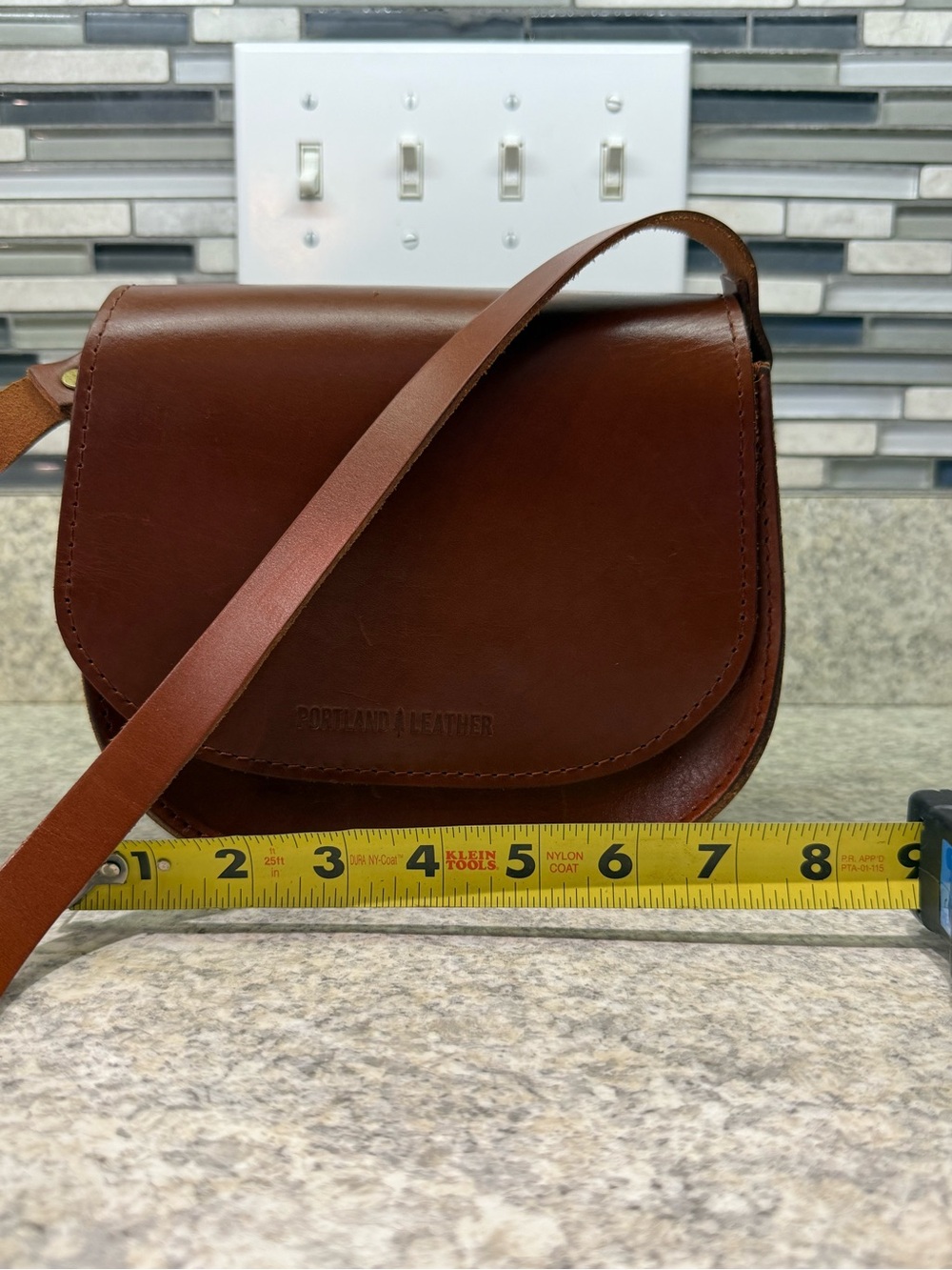 Portland Leather Cognac (?) Brown Saddle Crossbody Bag
